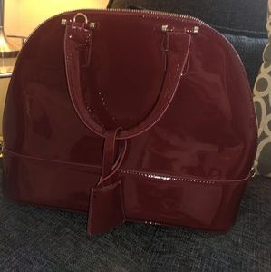 Large red bowling bag purse